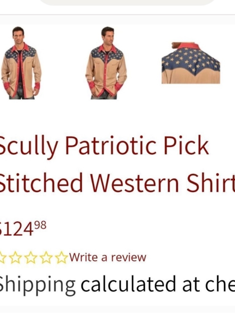 Scully Tan Western Star Yoke Shirt with Navy and Red Accents - Picture 4 of 4